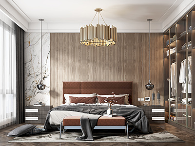 卧室双人床床品3d模型