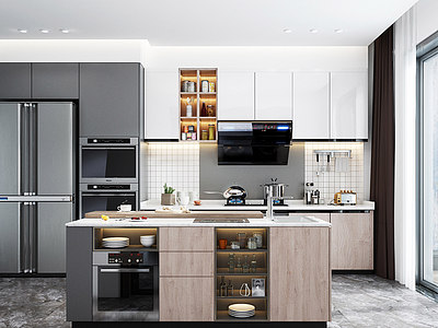 3d现代厨房厨柜模型