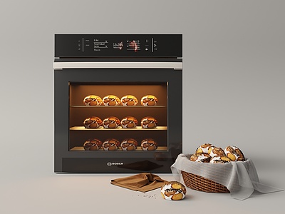 3d嵌入式橱柜烤箱模型
