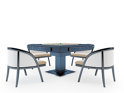 3d现代麻将桌椅模型