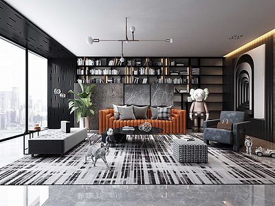 3d客厅现代沙发组合模型