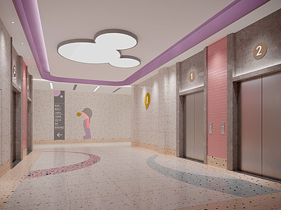 3d医院电梯间模型