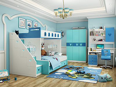3d现代卧室儿童模型