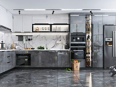 3d厨房橱柜电器模型