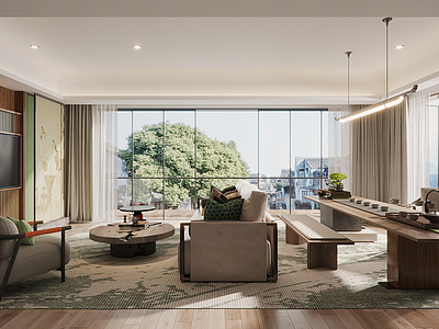 3d新中式家居客厅模型