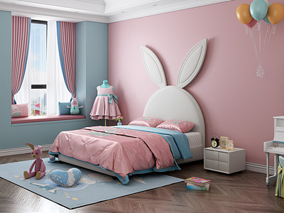 3d儿童兔子床模型