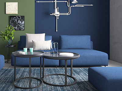 3d现代客厅沙发组合模型