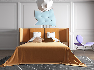 3d卧室大床床床具模型