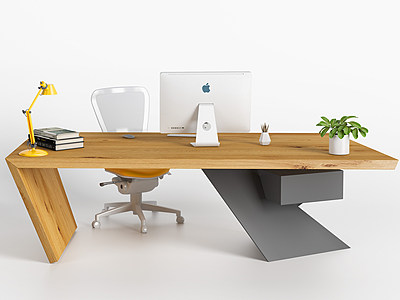 3d北欧办公桌椅模型