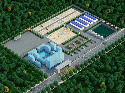 3d工业厂房模型