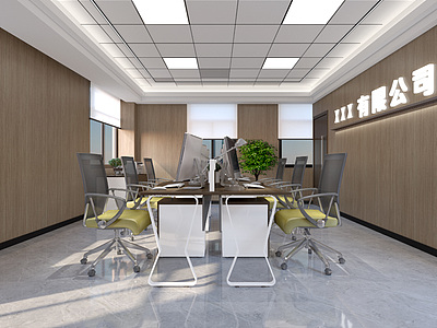 3d新中式公共办公室模型