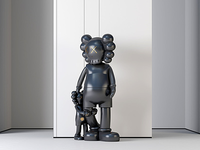 3d现代KAWS室内雕塑装置模型