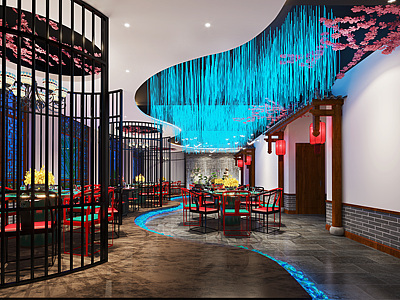 新中式中餐厅模型3d模型