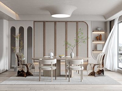 3d侘寂家居餐厅模型