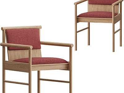 3d休闲绯红单椅模型