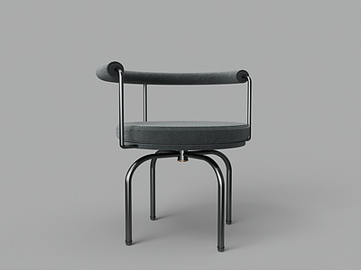 3d金属布艺圆形扶手休闲椅模型