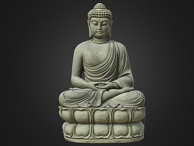3d宗教雕塑石像佛模型