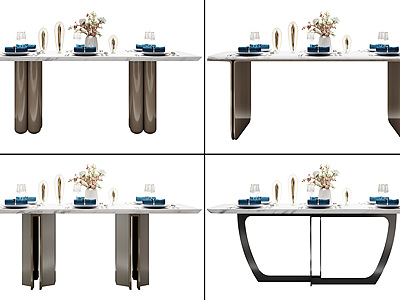 3d现代餐桌组合模型