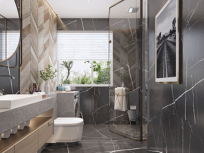 3d卫生间淋浴房装饰画模型