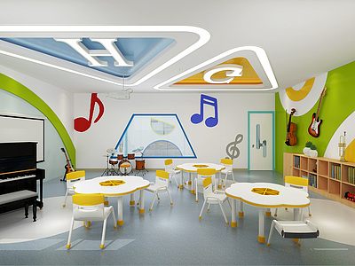 3d音乐教室模型