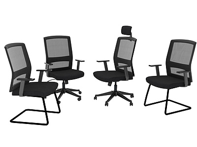 3d现代办公椅组合模型