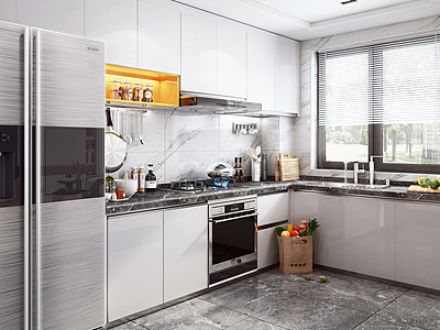 厨房橱柜冰箱油烟机模型3d模型