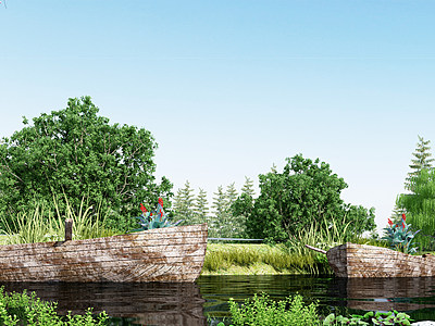 3d现代公园景观模型