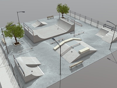 3d轮滑公园滑板公园口袋公园模型