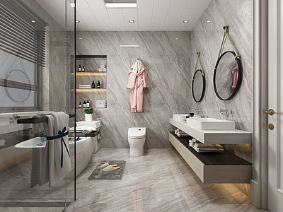 3d卫生间浴室镜子浴室柜模型