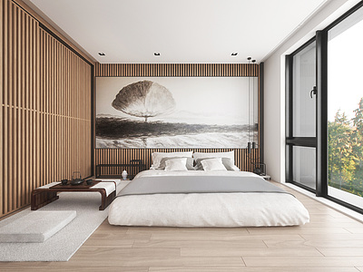 3d日式禅意卧室模型