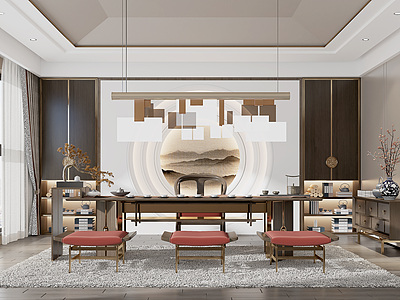 新中式茶室吊灯模型3d模型