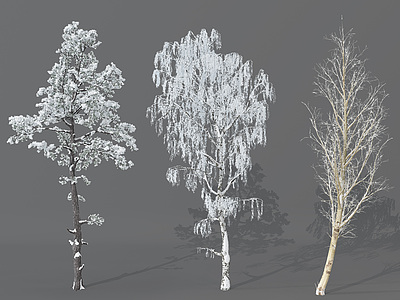 3d雪景枯树模型