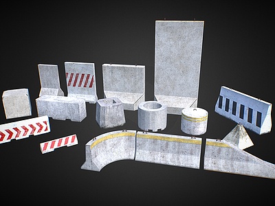 3d市政道路栏杆交通配件模型