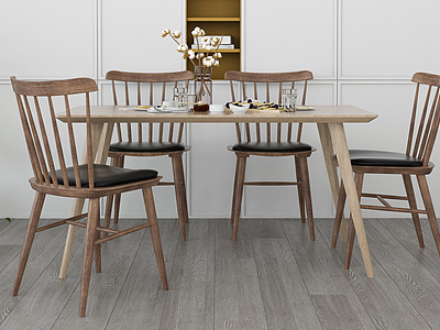 3d北欧风格餐桌椅模型
