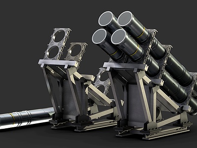 3d多管火箭筒导弹发射架模型