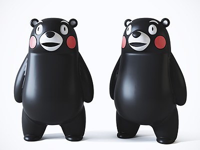 3d现代熊本熊潮玩公仔模型