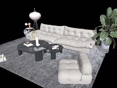 3d沙发茶几组合家具组合模型