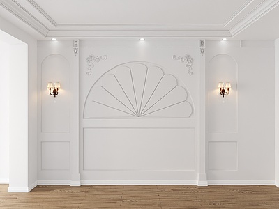 欧式白色卧室背景墙模型3d模型