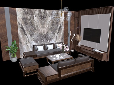3d现代沙发组合茶几模型