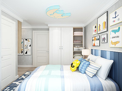 现代卧室儿童房3d模型