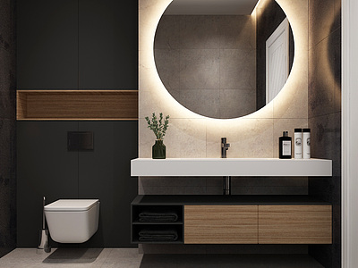 简约卫生间镜子浴室柜模型3d模型