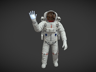 3d科技感宇航员挥手姿势模型
