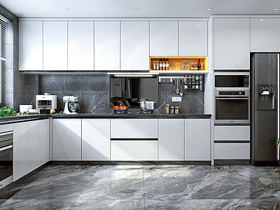 厨房橱柜冰箱蒸烤箱模型3d模型