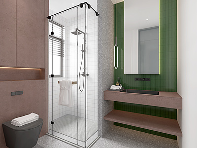 3d卫生间浴室柜淋浴房模型