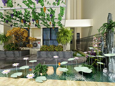 3d新中式风格花园模型