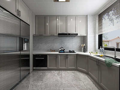 3d厨房橱柜冰箱模型