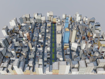 3d城市鸟瞰建筑规划建筑高楼模型