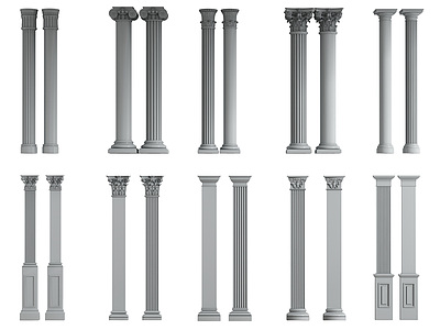 3d欧式罗马柱模型
