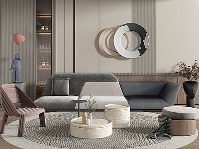 3d客厅沙发茶几组合模型