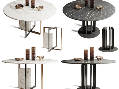 3d现代餐桌组合模型
